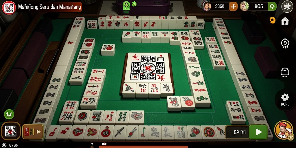 Tangkapan layar gameplay 8QR, menampilkan aksi utak-atik ubin Mahjong.