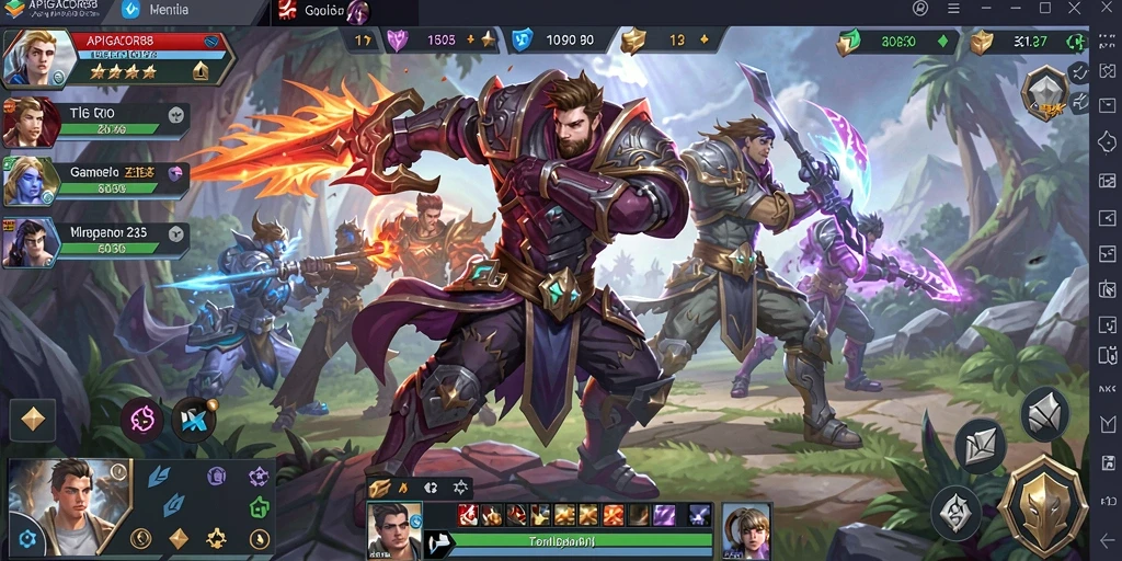 Tangkapan layar <strong>APIGACOR88</strong> menunjukkan gameplay seru dalam pertempuran MOBA.