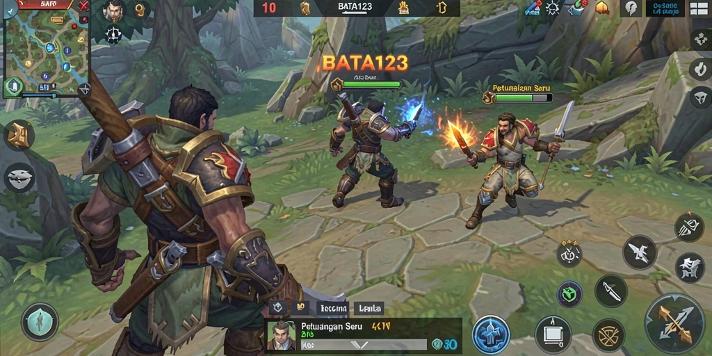 Tangkapan layar gameplay BATA123 yang penuh aksi dalam pertempuran ARPG.