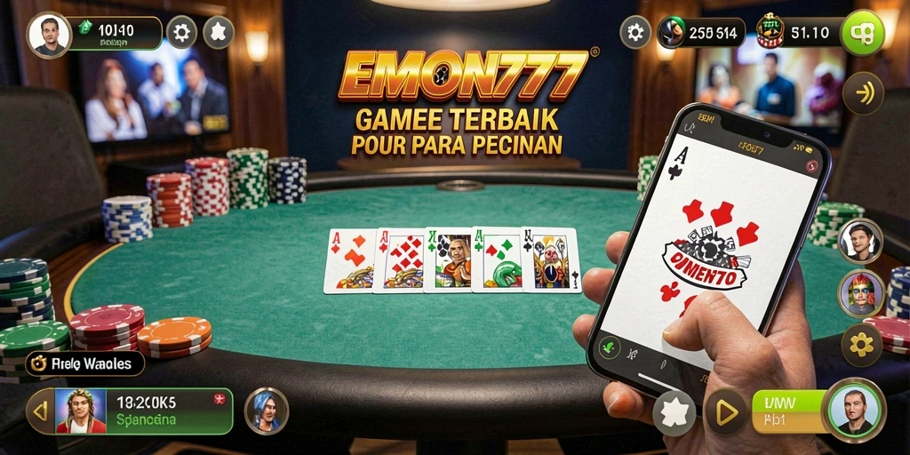 Tampilan gameplay poker yang mendebarkan di EMON777.