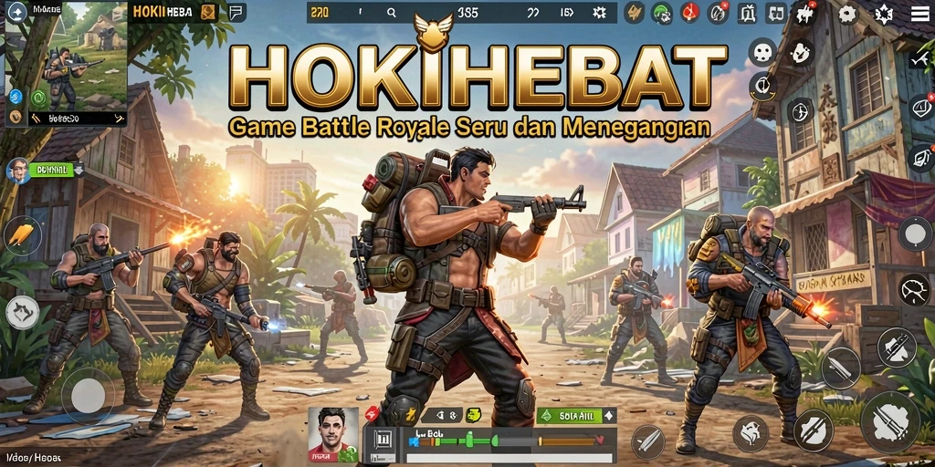 Tampilan gameplay seru dalam HOKIHEBAT, Battle Royale yang menegangkan.