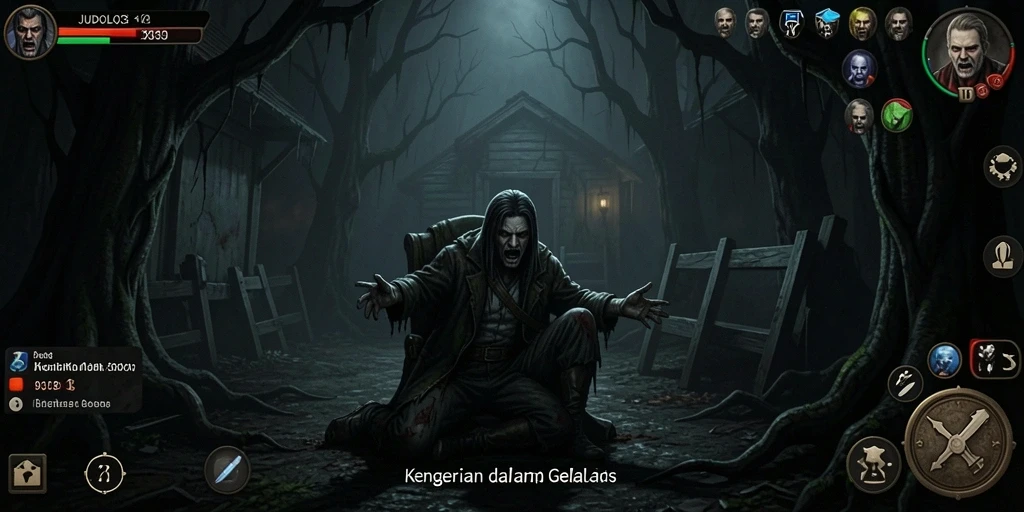 Gameplay menyeramkan dalam JUDOL303 dengan suasana gelap.