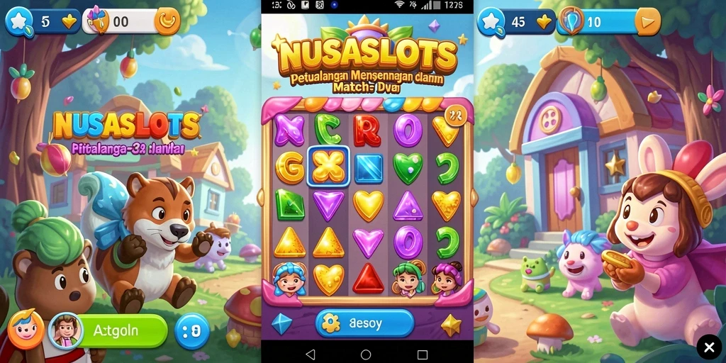 Tampilan gameplay seru dari NUSASLOTS dalam kategori Match-3.