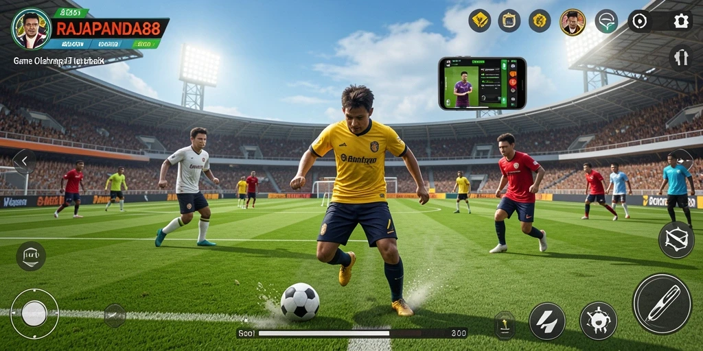 Screenshot utama RAJAPANDA88 menampilkan aksi seru dalam pertandingan olahraga.