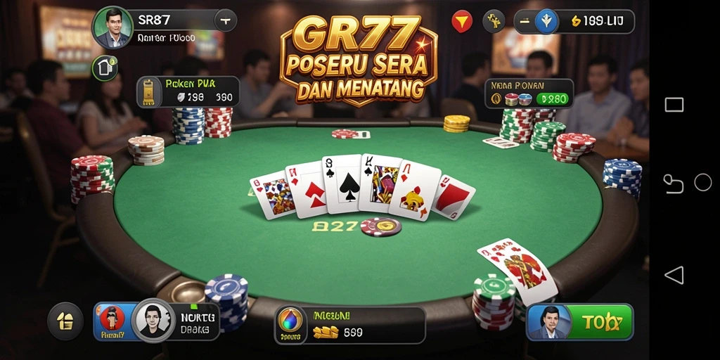 Tampilan gameplay Poker yang mendebarkan dan interaktif.