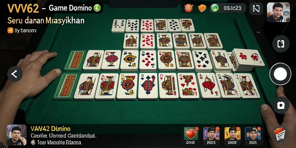 Tampilan gameplay utama dari game Domino VV62 yang mengasyikkan.